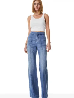 Alice and Olivia Dylan High Waisted Wide Leg Jean-Women Pants