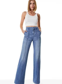 Alice and Olivia Dylan High Waisted Wide Leg Jean-Women Pants