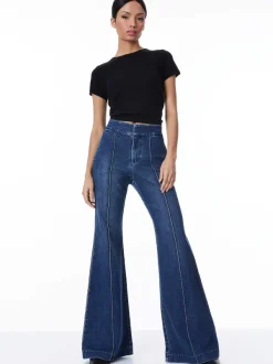 Alice and Olivia Dylan High Waisted Wide Leg Jean-Women Pants