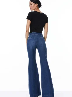 Alice and Olivia Dylan High Waisted Wide Leg Jean-Women Pants