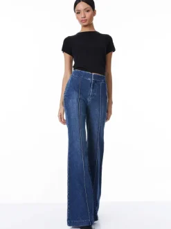 Alice and Olivia Dylan High Waisted Wide Leg Jean-Women Pants