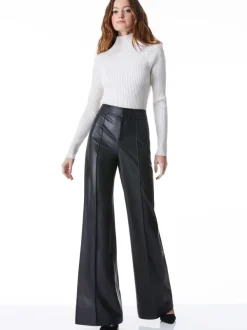 Alice and Olivia Dylan Vegan Leather Wide Leg Pant-Women Pants