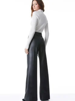 Alice and Olivia Dylan Vegan Leather Wide Leg Pant-Women Pants