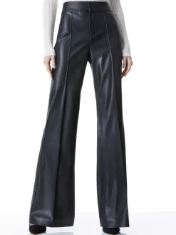 Alice and Olivia Dylan Vegan Leather Wide Leg Pant-Women Pants