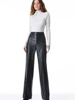 Alice and Olivia Dylan Vegan Leather Wide Leg Pant-Women Pants