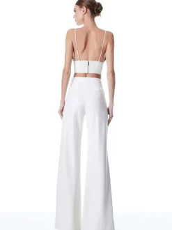 Alice and Olivia Dylan Vegan Leather Wide Leg Pant-Women Pants