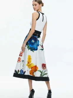 Alice and Olivia Earla High Rise Flared Midi Skirt-Women Skirts