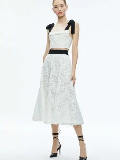 Alice and Olivia Earla Lace Midi Skirt-Women Skirts