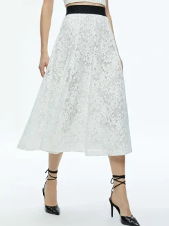 Alice and Olivia Earla Lace Midi Skirt-Women Skirts
