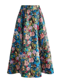 Alice and Olivia Earla Vegan Leather Flare Skirt-Women Skirts