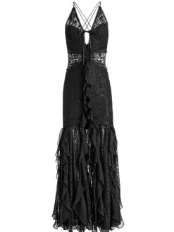 Alice and Olivia Edera Ruffle Lace Maxi Gown-Women Dresses