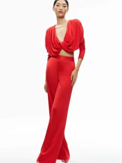 Alice and Olivia Elda Twisted Draped Cropped Top-Women Tops