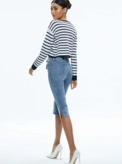 Alice and Olivia Emmie Mid Rise Clam Digger Jean-Women Pants