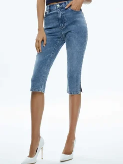 Alice and Olivia Emmie Mid Rise Clam Digger Jean-Women Pants