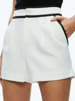 Alice and Olivia Esta Pleated Contrast Trim Short-Women Shorts
