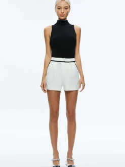 Alice and Olivia Esta Pleated Contrast Trim Short-Women Shorts