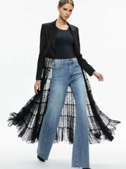 Alice and Olivia Everly Drama Lace Maxi Blazer-Women Jackets + Coats