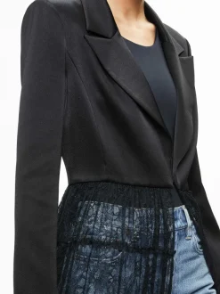 Alice and Olivia Everly Drama Lace Maxi Blazer-Women Jackets + Coats