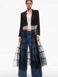 Alice and Olivia Everly Tulle Blazer-Women Jackets + Coats