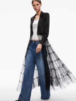 Alice and Olivia Everly Tulle Blazer-Women Jackets + Coats