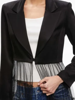 Alice and Olivia Everly Tulle Blazer-Women Jackets + Coats
