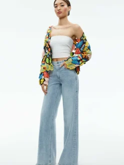 Alice and Olivia Fawn Butterfly Crochet Cardigan-Women Sweaters