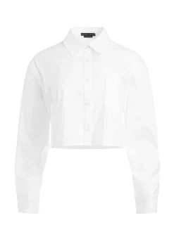Alice and Olivia Finely Cropped Oversized Button Down Shirt-Women Tops