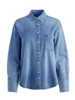 Alice and Olivia Finely Denim Button Down-Women Tops
