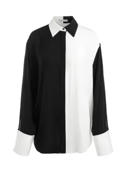 Alice and Olivia Finely Oversized Button Down Shirt-Women Tops