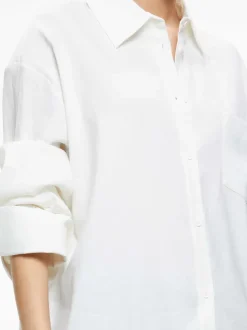 Alice and Olivia Finely Oversized Linen Button Down Shirt-Women Tops