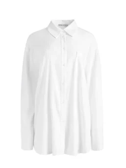 Alice and Olivia Finely Oversized Linen Button Down Shirt-Women Tops