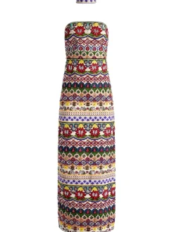 Alice and Olivia Georgie Choker Strapless Gown-Women Dresses