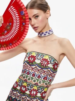 Alice and Olivia Georgie Choker Strapless Gown-Women Dresses