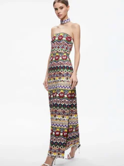 Alice and Olivia Georgie Choker Strapless Gown-Women Dresses