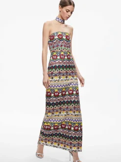 Alice and Olivia Georgie Choker Strapless Gown-Women Dresses