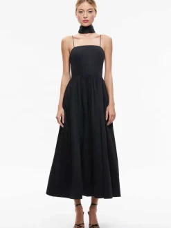 Alice and Olivia Glynis Spaghetti Strap Scarf Midi Dress-Women Dresses