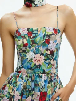 Alice and Olivia Glynis Spaghetti Strap Scarf Midi Dress-Women Dresses