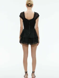 Alice and Olivia Gracie Ruffle Romper-Women Jumpsuits