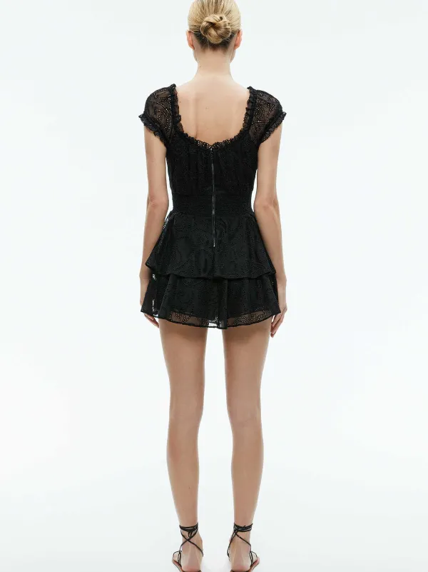 Alice and Olivia Gracie Ruffle Romper-Women Jumpsuits