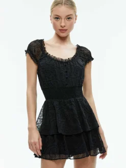 Alice and Olivia Gracie Ruffle Romper-Women Jumpsuits