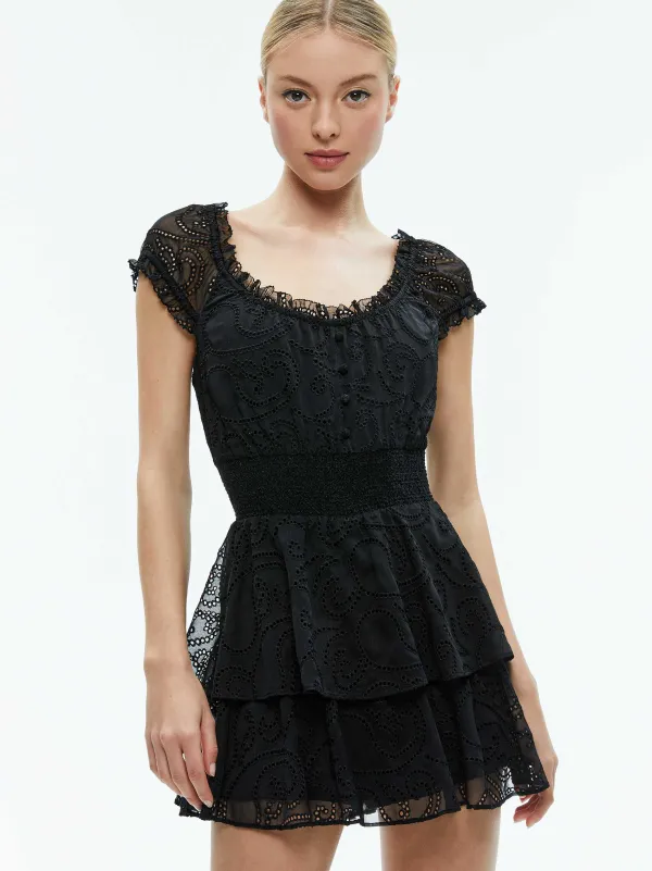 Alice and Olivia Gracie Ruffle Romper-Women Jumpsuits