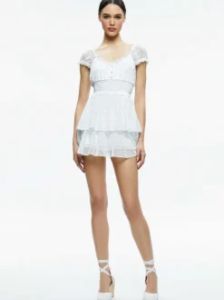 Alice and Olivia Gracie Ruffle Romper-Women Jumpsuits