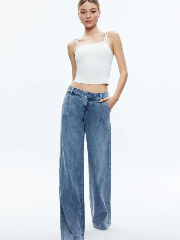 Alice and Olivia Gretel Looped Strap Tank-Women Tops