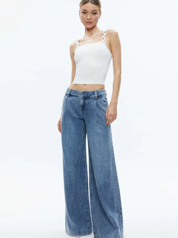 Alice and Olivia Gretel Looped Strap Tank-Women Tops