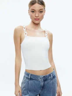 Alice and Olivia Gretel Looped Strap Tank-Women Tops