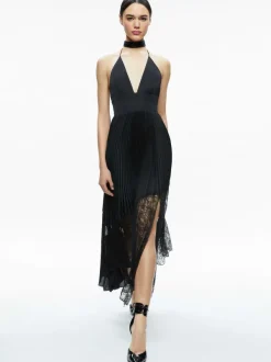 Alice and Olivia Hannah Deep V-Neck Scarf Maxi Dress-Women Dresses