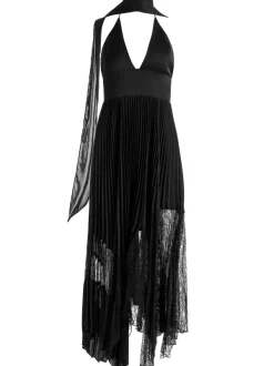 Alice and Olivia Hannah Deep V-Neck Scarf Maxi Dress-Women Dresses