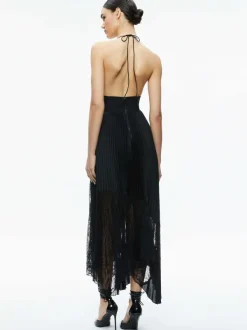 Alice and Olivia Hannah Deep V-Neck Scarf Maxi Dress-Women Dresses