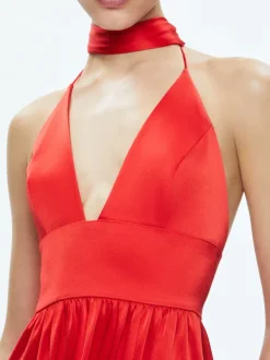 Alice and Olivia Hannah Deep V-Neck Scarf Maxi Dress-Women Dresses