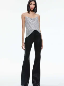 Alice and Olivia Harmon Crystal Chainmail Slip Tank-Women Tops